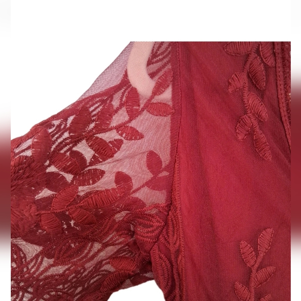 Burgundy Lace Dress Women’s | Boho Loose Fit Long Dress | Valentines Day